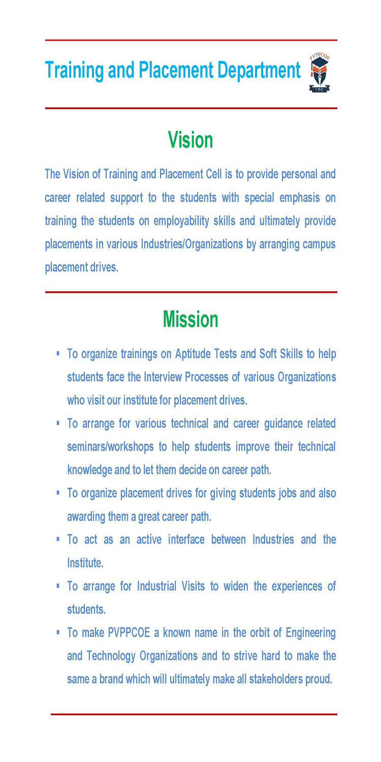 Training and Placement Mission and Vision